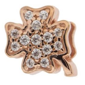 CHARMS RUE DES MILLE MOD. XRZW-004 rose gold charm with crystal details in clover shape