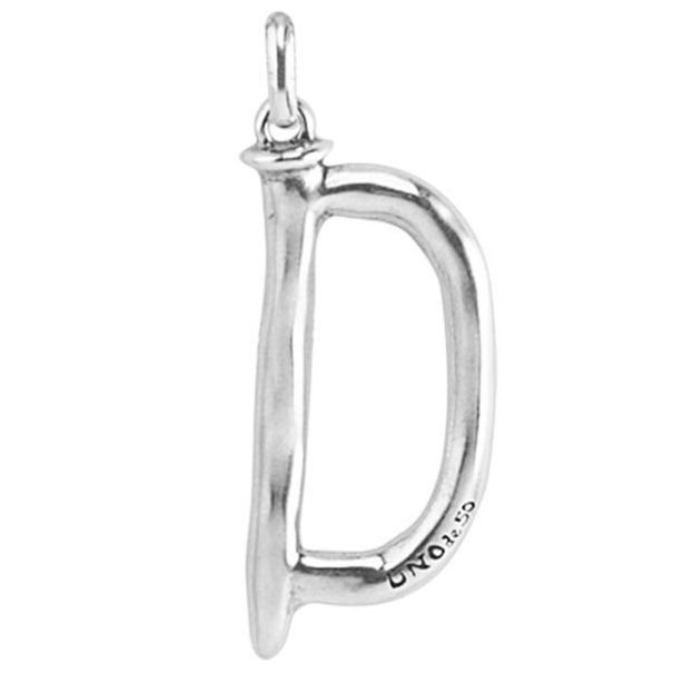 Silver pendant charm shaped like the letter D from CHARMS UNO DE 50 MOD. UD_CHA0004-D collection.