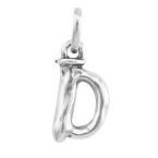 CHARMS UNO DE 50 MOD. UD_CHA0030-D-S silver charm in the shape of letter 'D' on a white background