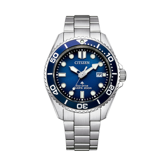 CITIZEN MOD. PROMASTER DIVER'S watch with blue dial and stainless steel bracelet, 200m water resistance.