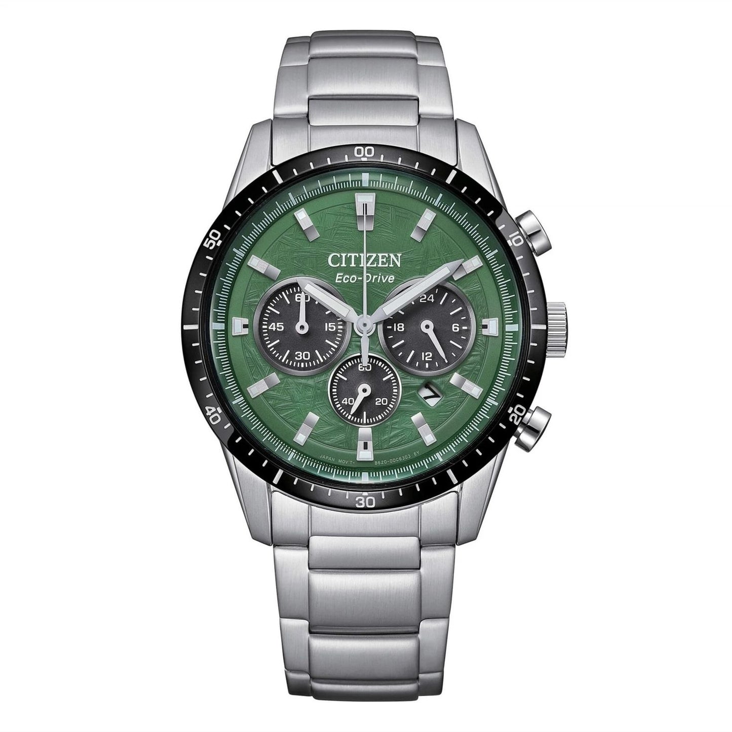 CITIZEN MOD. T9 CRONO men's watch with green dial and stainless steel strap, stylish and functional chronograph.