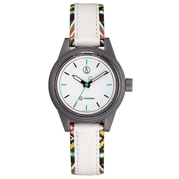CITIZEN SMILE SOLAR MOD. RP01J023Y watch with a colorful strap and white dial.