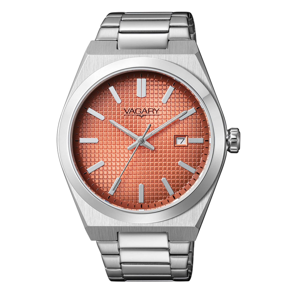 CITIZEN VAGARY MOD. IB9-212-91 watch with orange dial and silver bracelet