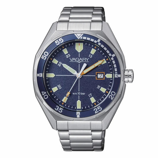 CITIZEN VAGARY MOD. IB9-417-71 men's watch with blue dial and silver bracelet