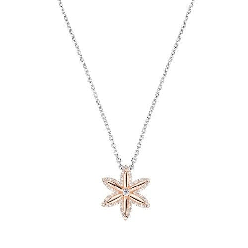 AMEN JEWELRY Mod. CLFLLIRBZ2 necklace featuring a star-shaped pendant with a diamond center on a silver chain.
