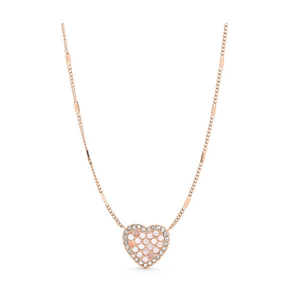Elegant rose gold heart necklace - COLLANA FOSSIL MOD. JF03164791 - featuring delicate chain and crystal embellishments.