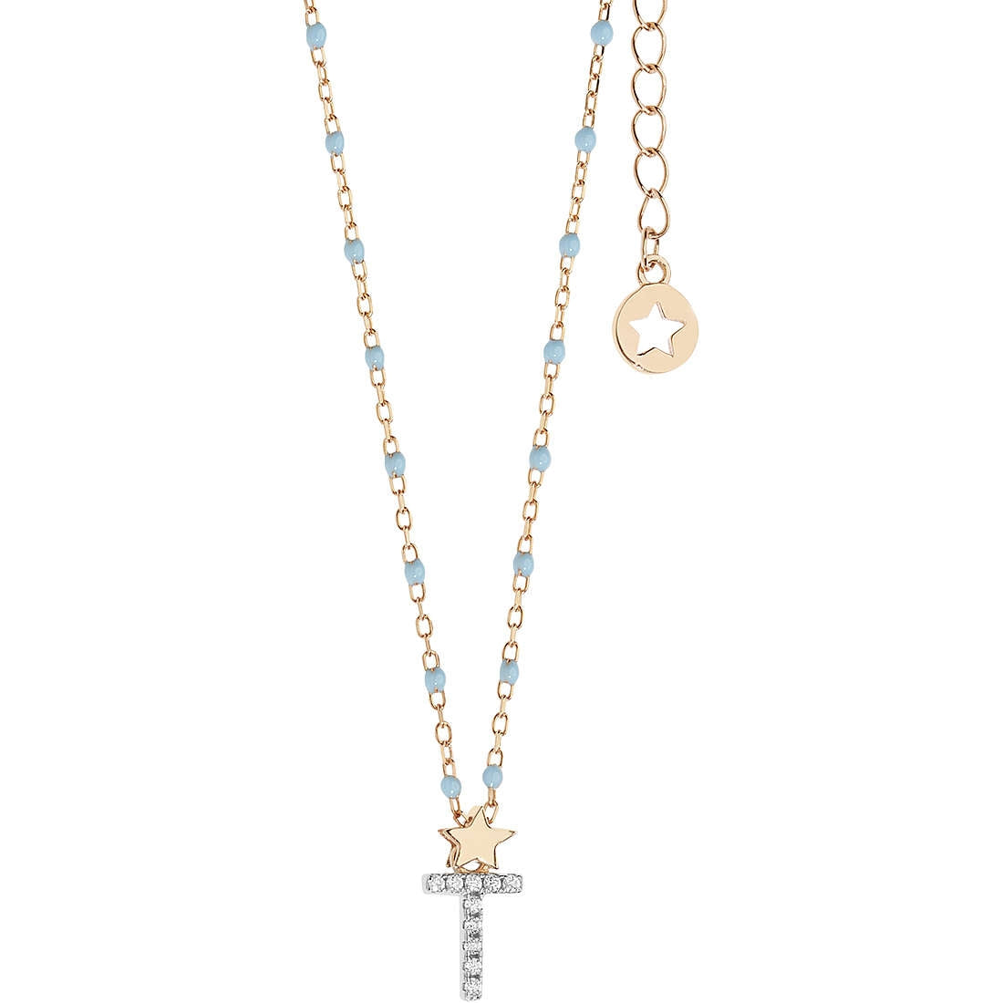 COLLANE COMETE MOD. GLA192 gold necklace with star and crystal embellished cross pendant