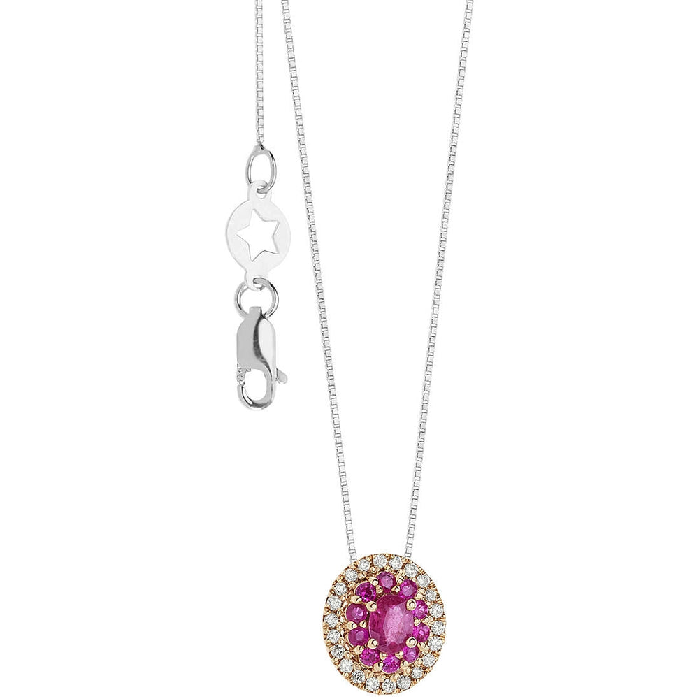 Elegant necklace featuring a pink gemstone pendant, COLLANE COMETE MOD. GLB1574, with a delicate chain and star clasp detail.