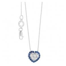 Heart-shaped pendant necklace COLLANE COMETE MOD. GLB1576 with blue and white stones on a silver chain.