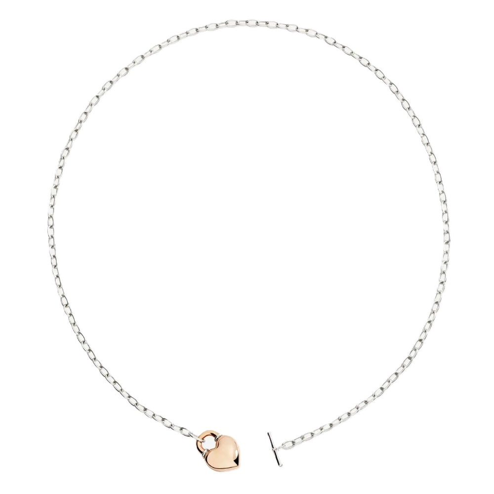 Silver chain necklace with a heart pendant, model COLLANE DODO MOD. DCC5001HEART0009A46, displayed against a white background.