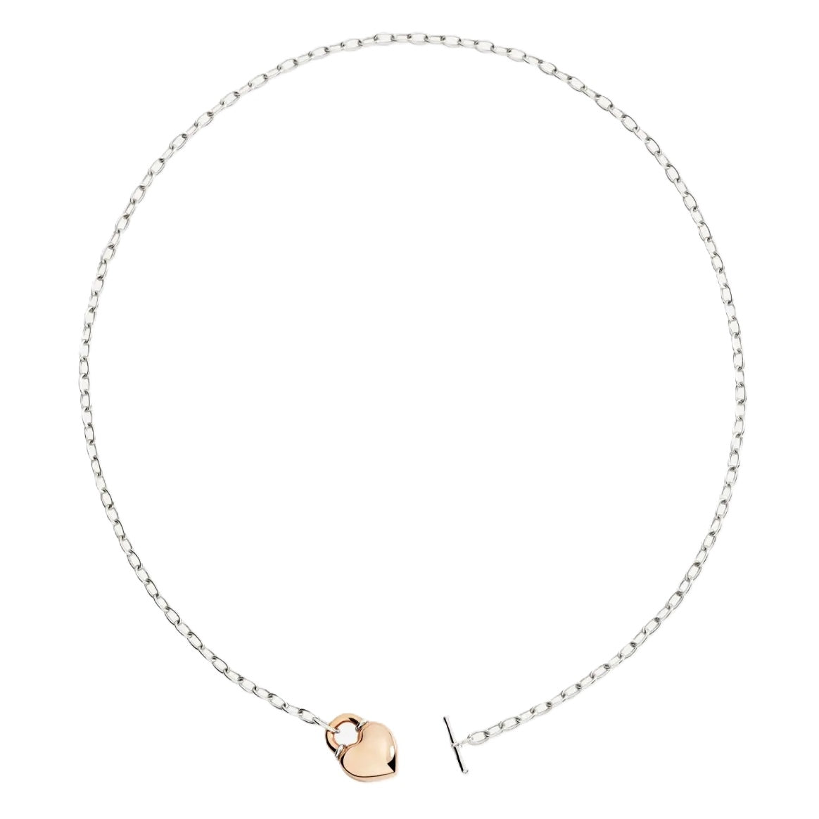 Silver chain necklace with a heart pendant, model COLLANE DODO MOD. DCC5001HEART0009A46, displayed against a white background.
