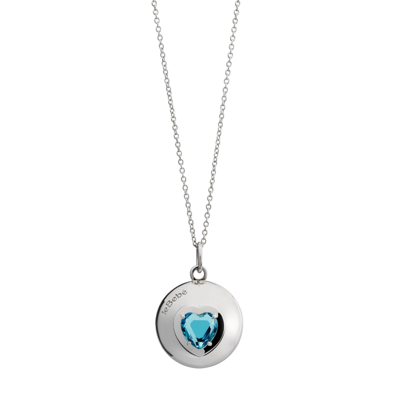 COLLANE LE BEBE MOD. SNM070 silver necklace with a heart-shaped blue gemstone pendant