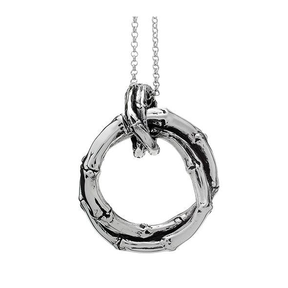 Silver necklace pendant shown, COLLANE RASPINI MOD. 09681, featuring a circular design on a delicate chain.