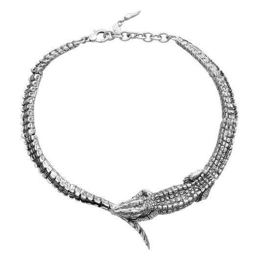 COLLANE RASPINI MOD. 12265 silver necklace with crocodile design on a white background