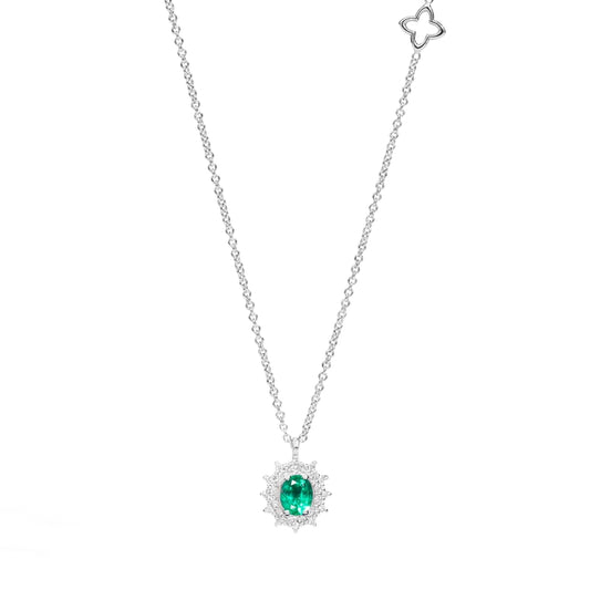 Elegant necklace featuring a vibrant green gemstone pendant, designed in the COLLANE RECARLO MOD. P77CC001_SM style.