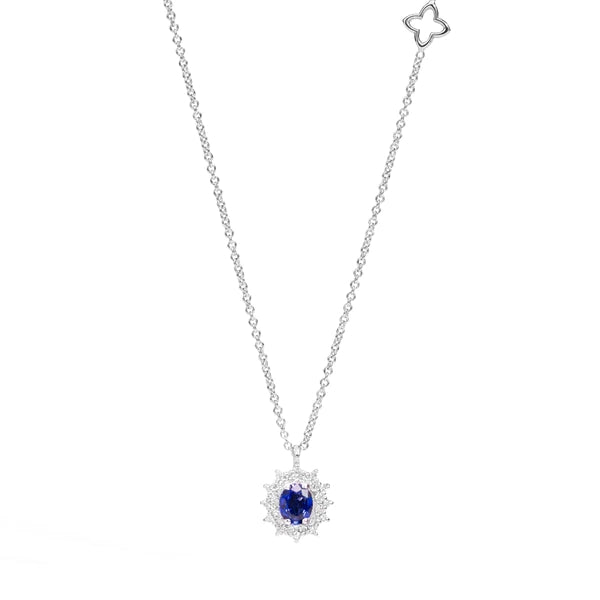 Elegant necklace featuring sapphire and diamonds, COLLANE RECARLO MOD. P77CC001_ZB, showcasing exquisite craftsmanship and luxury design.