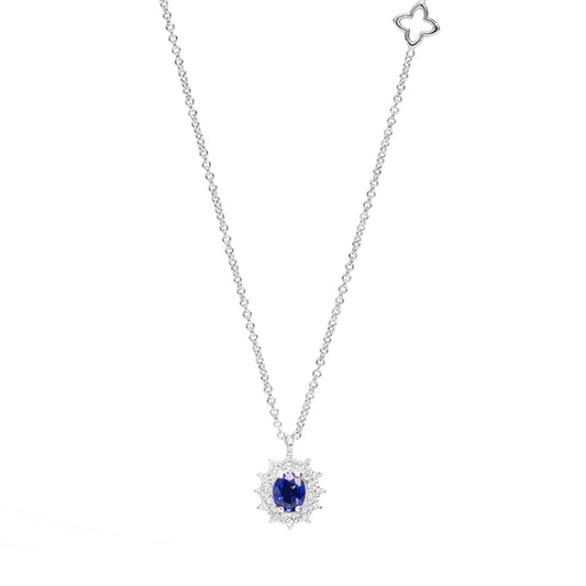 Elegant necklace featuring sapphire and diamonds, COLLANE RECARLO MOD. P77CC001_ZB, showcasing exquisite craftsmanship and luxury design.