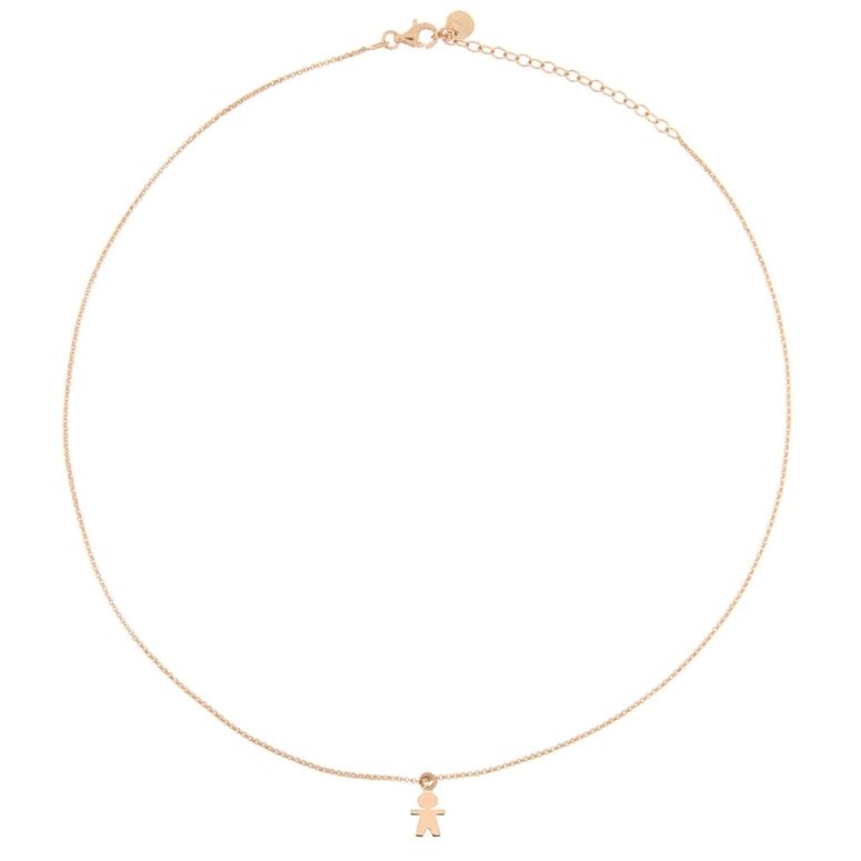 COLLANE RUE DES MILLE MOD. GR-1SOGG MC BIMBO necklace with delicate thin gold chain and small charm.