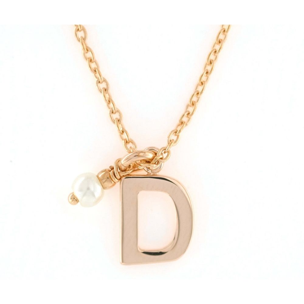 COLLANE RUE DES MILLE MOD. GR-LETPE D necklace featuring a gold chain with a D pendant and pearl accent.