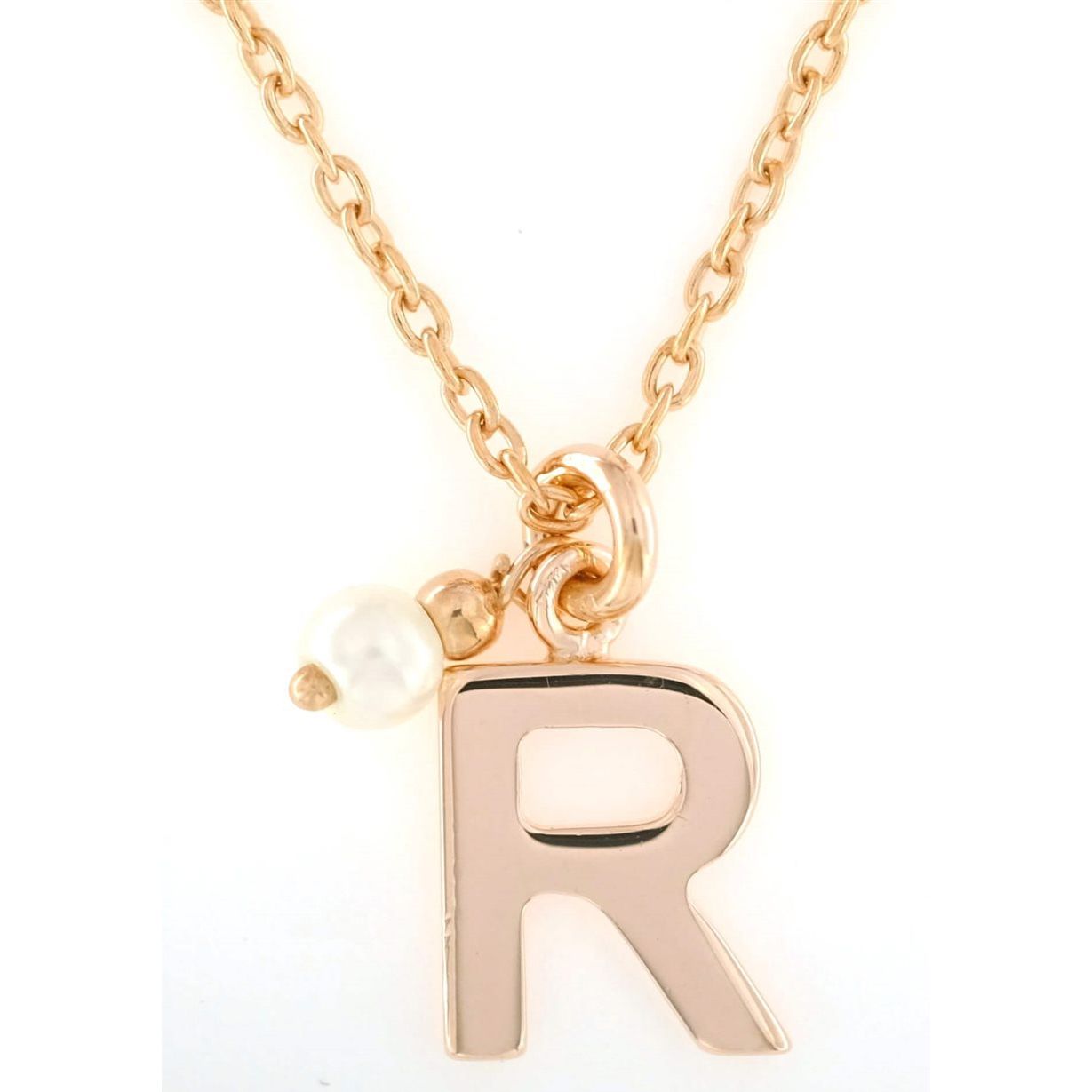 Gold necklace with pearl and letter R charm, COLLANE RUE DES MILLE MOD. GR-LETPE R.