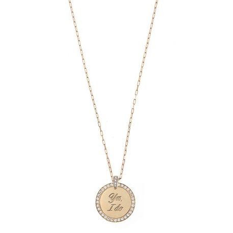Gold necklace with round pendant inscribed 'Yes, I do' - COLLANE RUE DES MILLE MOD. GRZ-009 TD YES.