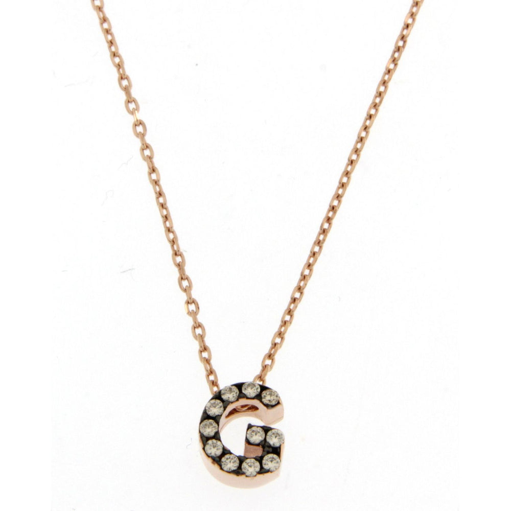 COLLANE RUE DES MILLE MOD. GRZ-CH INIZ G gold chain with a crystal-studded letter pendant