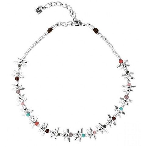 COLLANE UNO DE 50 MOD. UD_COL1281MCLMTL0U silver and colorful beaded necklace