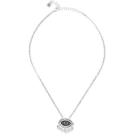 COLLANE UNO DE 50 MOD. UD_COL1397NGRMTL0U necklace with pendant on white background.