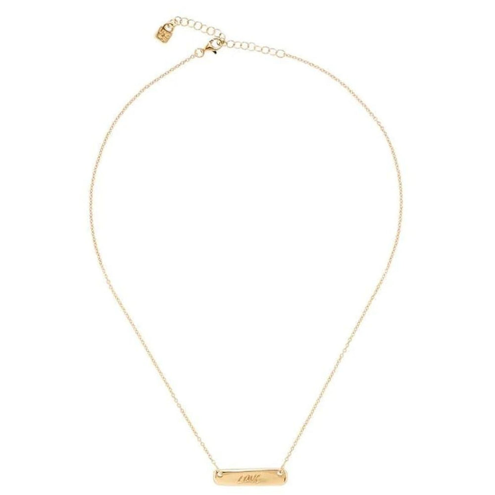COLLANE UNO DE 50 MOD. UD_COL1405ORO0000U necklace with gold pendant on white background.