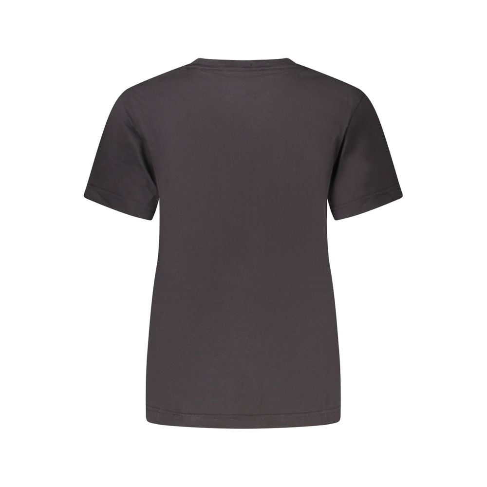 Back view of Calvin Klein Black Cotton Women T-Shirt showing minimalist design.
