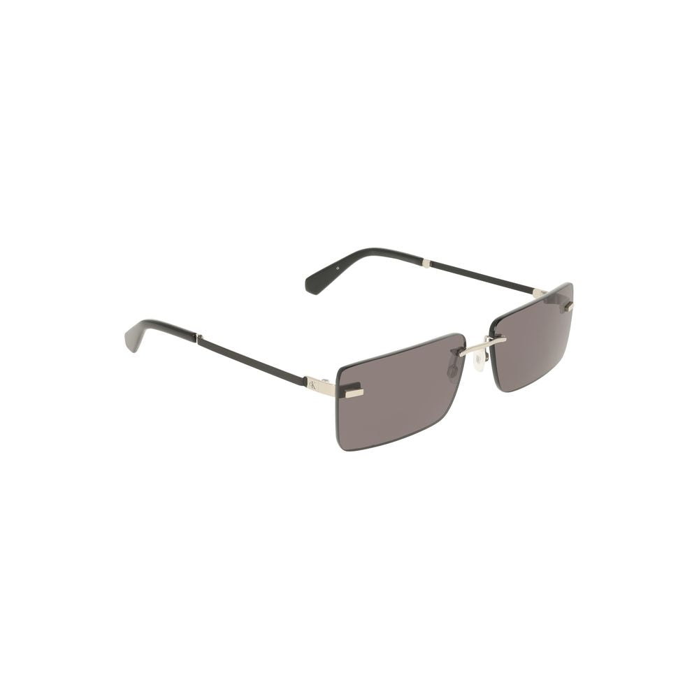 Calvin Klein Black Metal Women Sunglass with sleek metal frame and smoke lens, perfect for modern fashion. Sophisticated eyewear accessory.