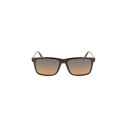Calvin Klein Black Plastic Men Sunglass with square frame and brown lenses, perfect for a sleek and sophisticated look.