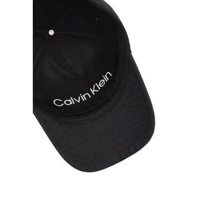 Calvin Klein Black Recycled Polyester Cap (Baseball Hat) with jacquard design and embroidered logo.