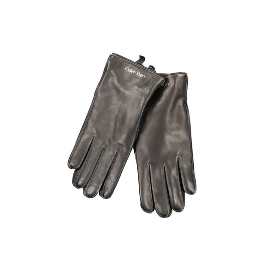 Calvin Klein Black Wool Glove with contrasting details and logo, elegant design for winter wear.