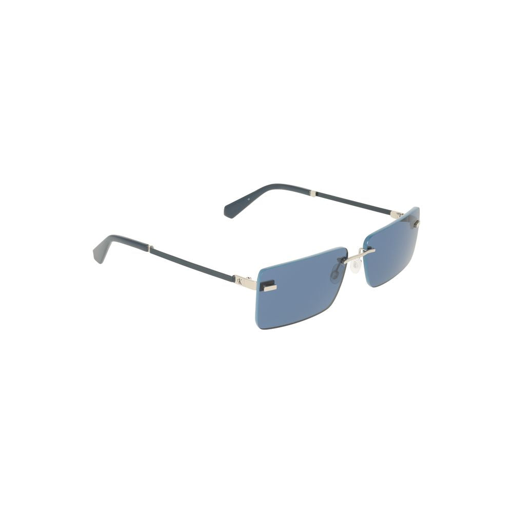 Calvin Klein Blue Metal Women Sunglass with sleek rectangular lenses and elegant metal frames for chic sophistication.
