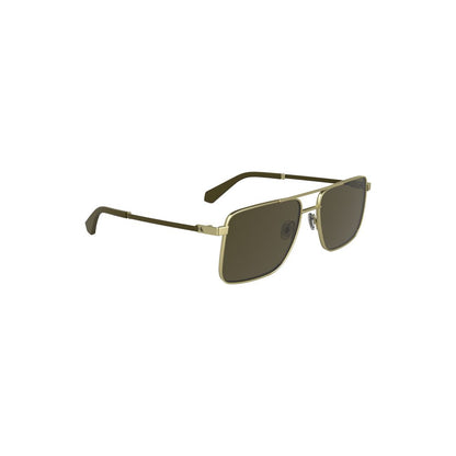 Calvin Klein Gold Metal Men Sunglass with square brown lenses and luxurious design.