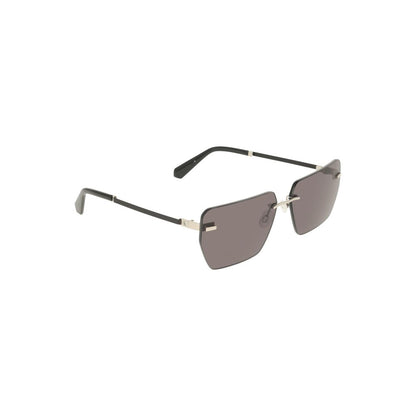 Sleek Calvin Klein Gray Metal Men Sunglasses with smoky square lenses and bold metal frame for a modern, luxury look.