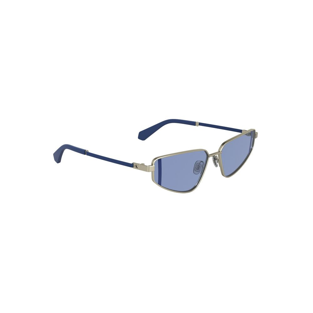 Calvin Klein Gray Metal Women Sunglasses with blue lenses and sleek design