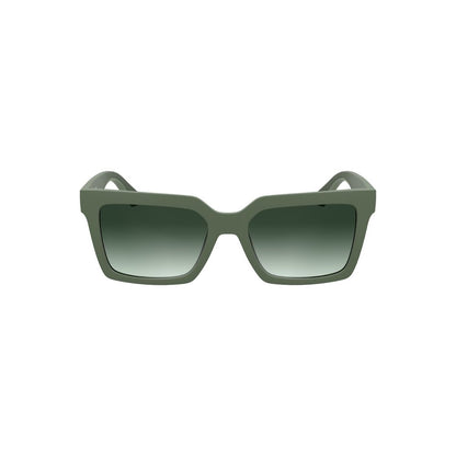 Calvin Klein Green Bio-Based Fabric Women Sunglasses with square lenses, eco-conscious style.