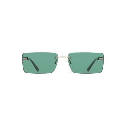 Calvin Klein Green Metal Women Sunglass with rectangular green lenses and metal frame.