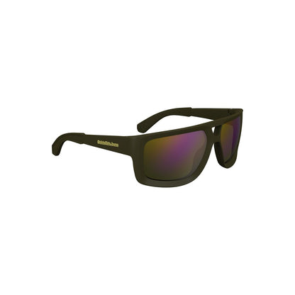 Calvin Klein Green Plastic Men Sunglass with square frames and UV-protective green lenses, ideal for stylish sun protection.