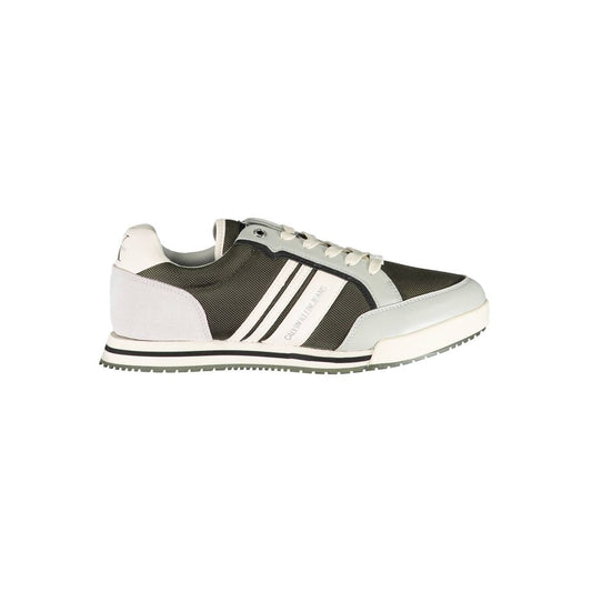 Calvin Klein Green Polyester Men Sneaker with stylish design, perfect blend of comfort and fashion, featuring logo and contrasting details.