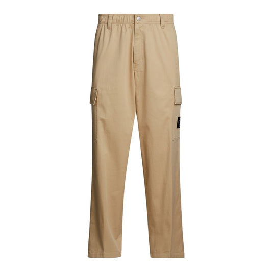 Calvin Klein Jeans Beige Recycled Cotton Cargo Pants Calvin Klein Jeans