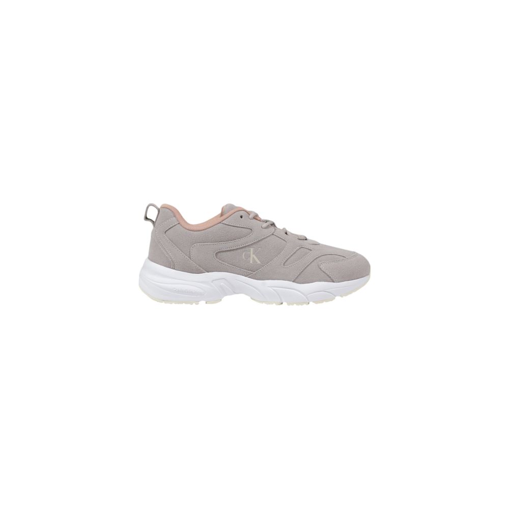 Calvin Klein Jeans Gray Artificial Leather Athletic Sneakers with signature 'ck' logo and ergonomic non-slip sole.