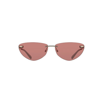Calvin Klein Pink Metal Women Sunglass with pink lenses and metal frame, iconic drop-shaped design, perfect for stylish fashion statements.