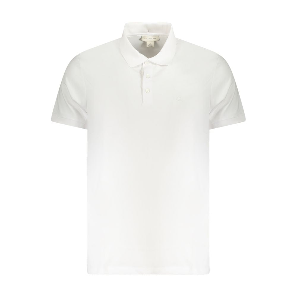 Calvin Klein White Cotton Men Polo Shirt with logo embroidery, perfect for a sophisticated look in a classic fit style.