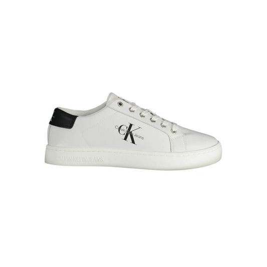 Calvin Klein White Recycled Polyester Men Sneaker with logo, modern print, and eco-friendly design