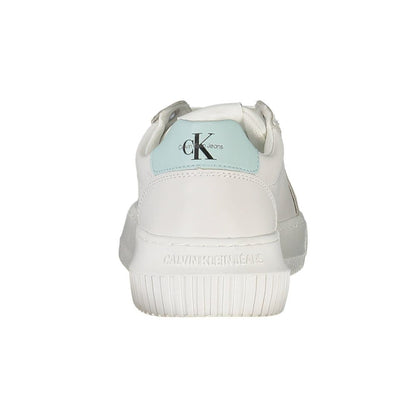 Calvin Klein White Recycled Polyester Women Sneaker, rear view with logo, showcasing eco-friendly and stylish design.
