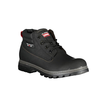 Carrera Black Polyester Ankle boot with laces, contrast details, and logo