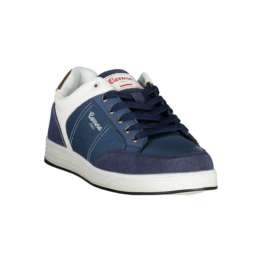Carrera Blue Polyester Sneaker with white laces and logo, featuring contrast details; perfect sports footwear choice.